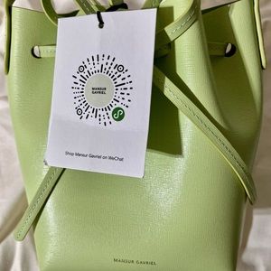Mansur Gavriel Mini Leather Bucket Bag in Mint/Light Green Classic Great Reviews